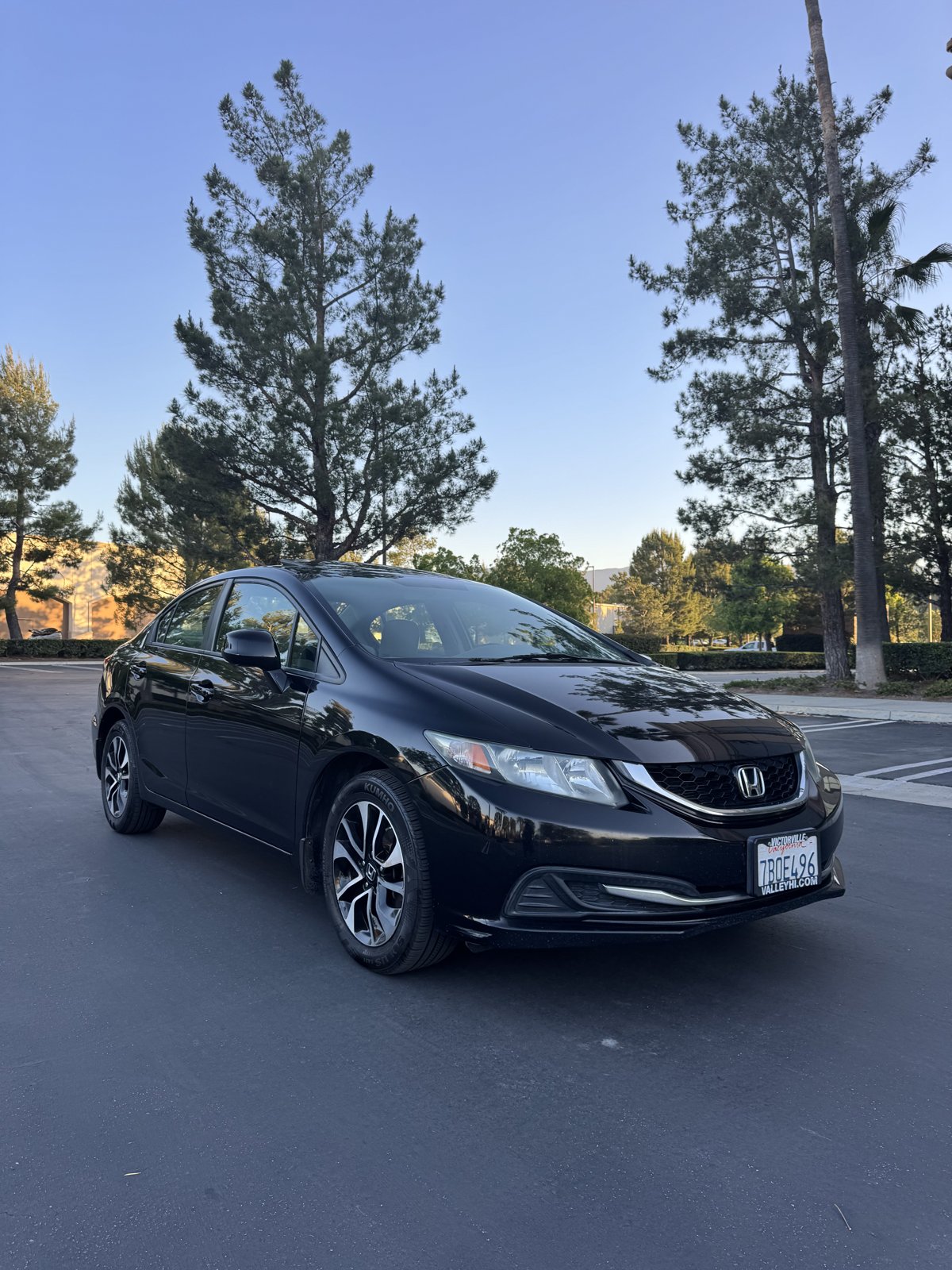 Black 2013 Honda Civic EX passenger-side three-quarter view